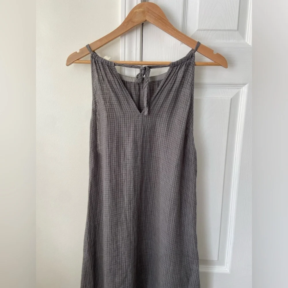 Eileen Fisher Organic Cotton Pucker Cami Dress Gray Gingham Garnet Jill Size S - Picture 6 of 7